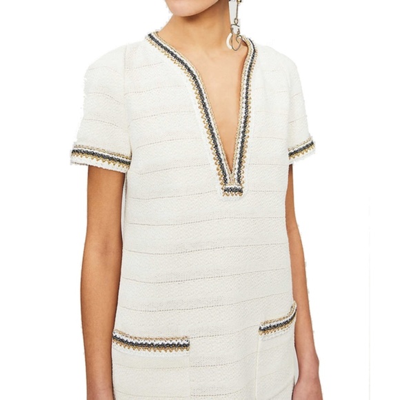 Sandro Josepha Braid-Trimmed Tweed Mini Dress | FR 28 | Could Fit Sizes 2-6 - Picture 1 of 16